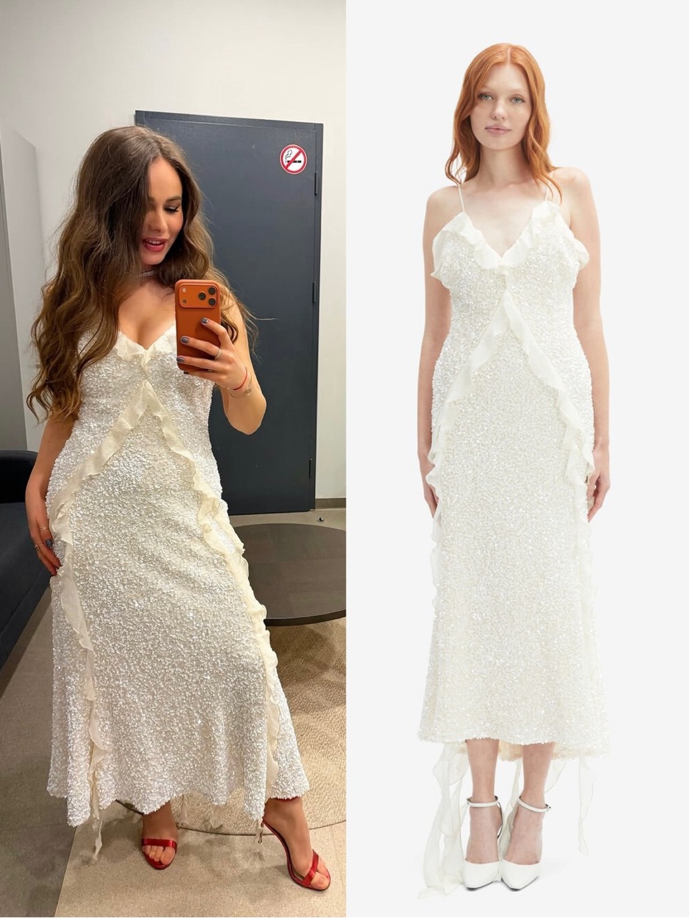 NWT Bardot Marsella Ruffle Sequin‎ Ivory Bridal Coquette Midi Dress